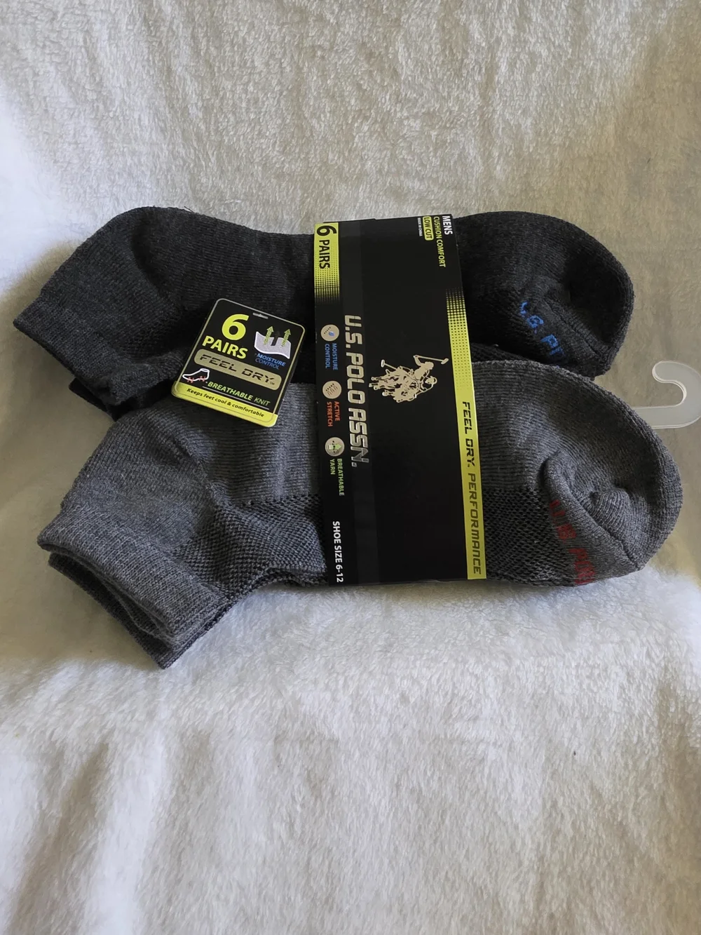 U.S. Polo Assn. Men's Dark Gray & Heather Gray No-Show Athletic Socks - 6 Pack